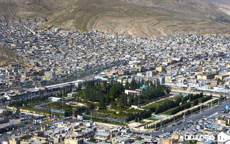 عکس هوایی آرامگاه سعدی