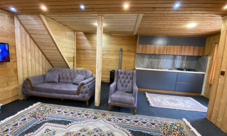کلبه چوبی دوبلکس جنگلی همراه جکوزی در ماسال