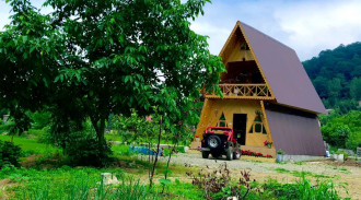 اجاره ویلا چوبی دوبلکس 2 خوابه کاج با استخر و جکوزی